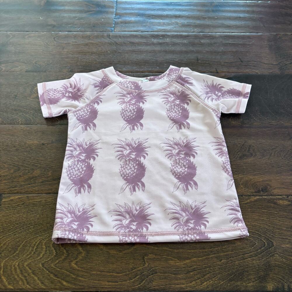 Kids Pink Pineapple Print Swim Rashguard